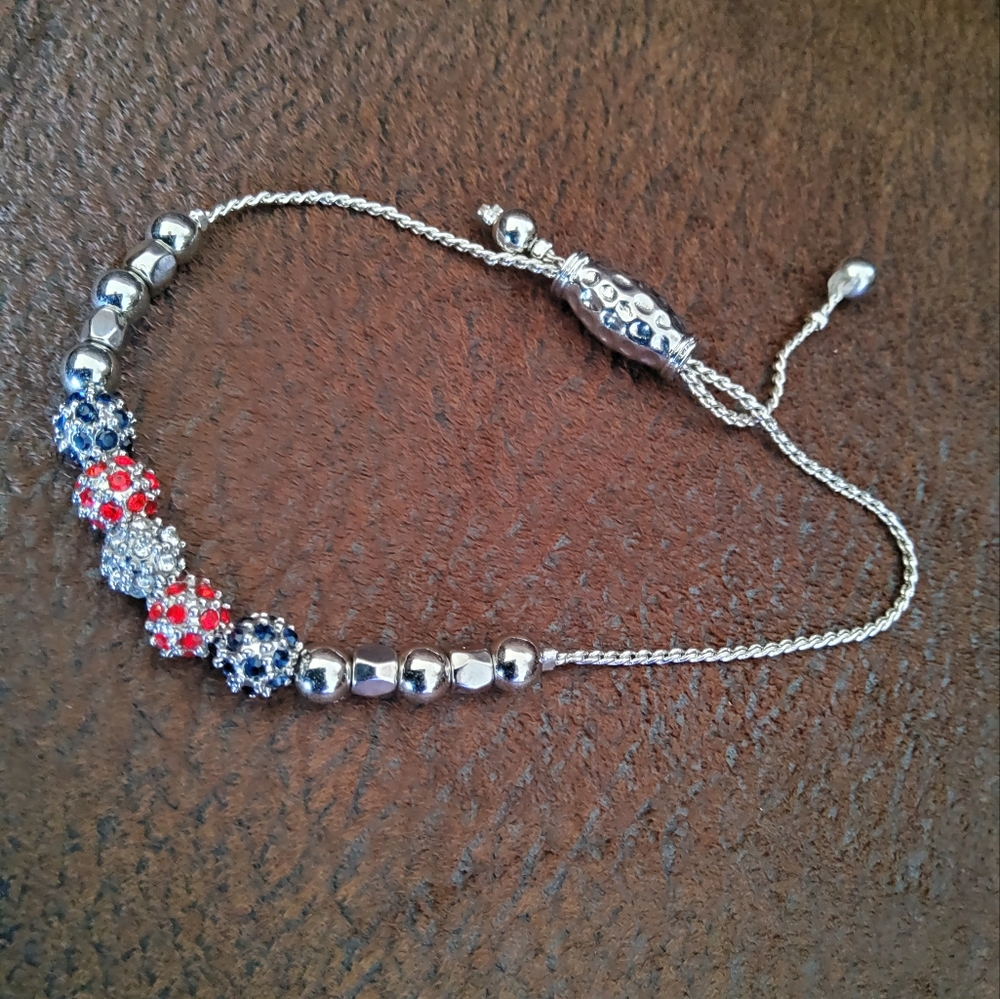 Silver & Rhinestone Adjustable Bracelet - Picture 2 of 10